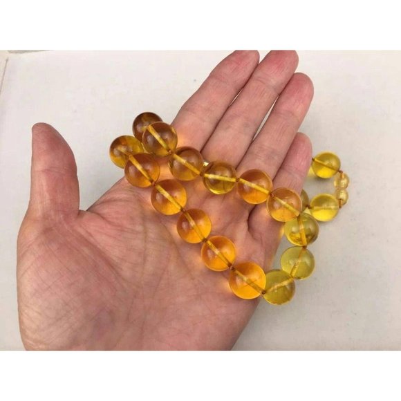 100% Genuine Baltic Amber Necklace, Round Gemstone Amber Bead 13 mm 43.2 gr - Picture 6 of 6